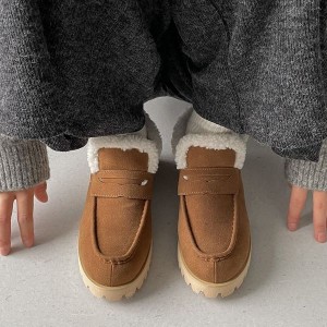 양털 기모 스웨이드 뽀글이 플랫폼 로퍼