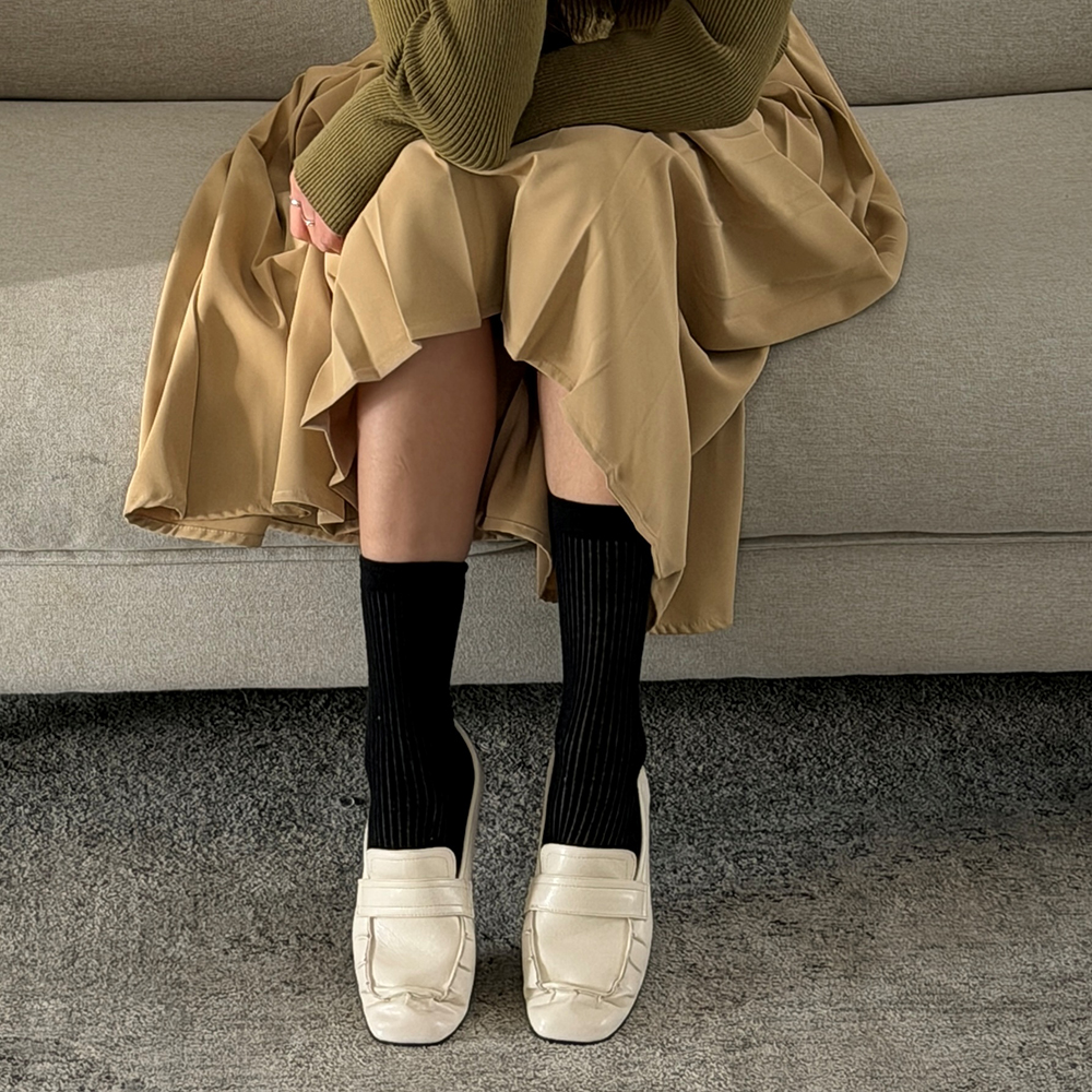 발편한 여성 스퀘어토 단화 셔링 가벼운 데일리 쿠션 페니 로퍼 | 바이모구 BY MOGU - 트렌디한 여자 신발 쇼핑몰