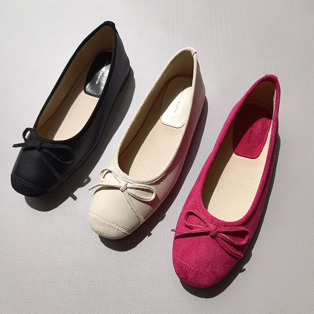 말랑 발편한 스웨이드 발레리나 리본 단화 플랫슈즈 | 바이모구 BY MOGU - 트렌디한 여자 신발 쇼핑몰