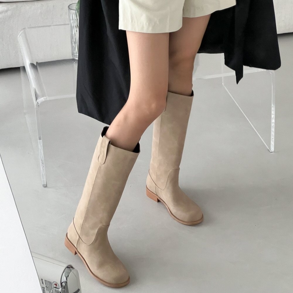 웨스턴 발편한 루즈핏 여자 통굽 롱부츠