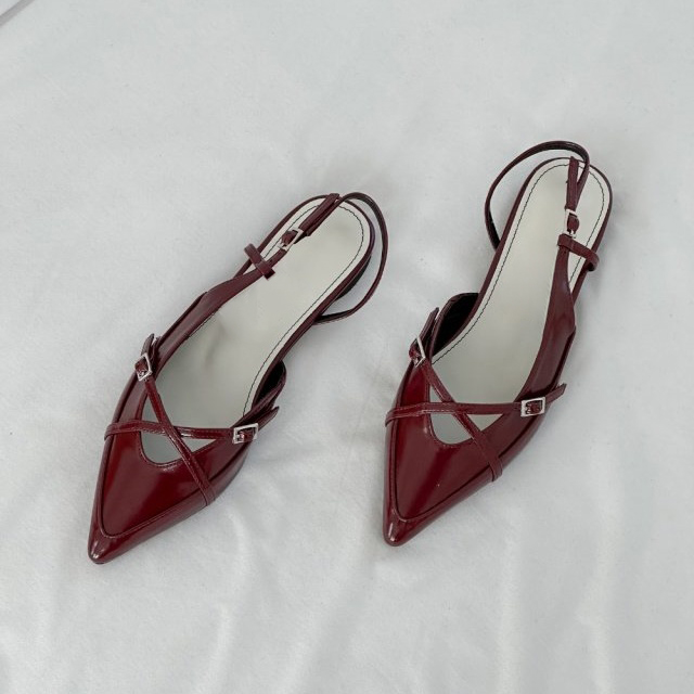 스틸레토 슬링백 플랫 발볼넓은 사람도 편한 1cm 낮은굽 스트랩 | 바이모구 BY MOGU - 트렌디한 여자 신발 쇼핑몰