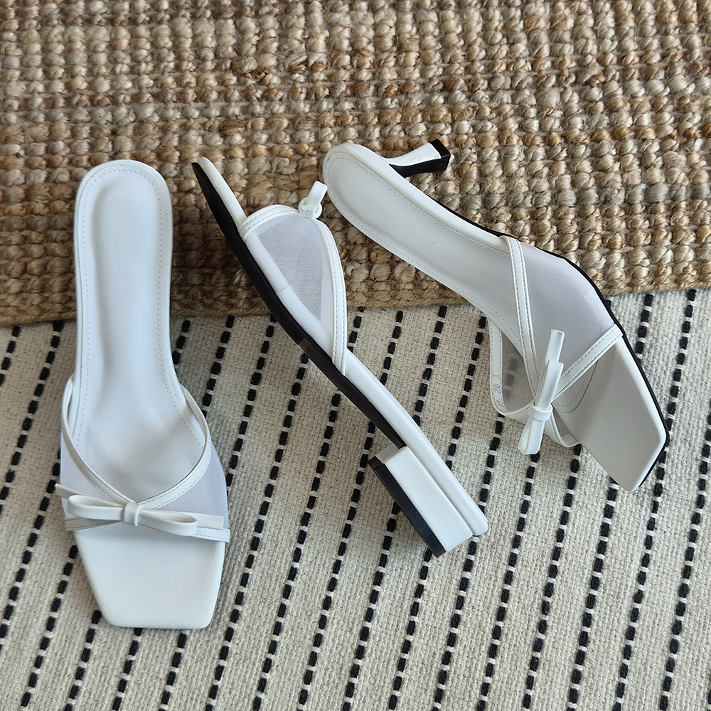 여름 여성 시스루 메쉬 슬리퍼힐 2cm 6cm 미들힐 발편한 샌들 | 바이모구 BY MOGU - 트렌디한 여자 신발 쇼핑몰
